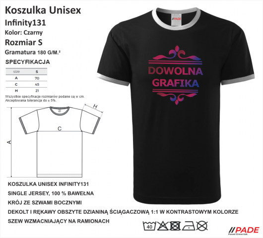 Infinity131 Czarny S PADEdrukarnia Koszulkaznadrukiem DTG DTF Termotransfer