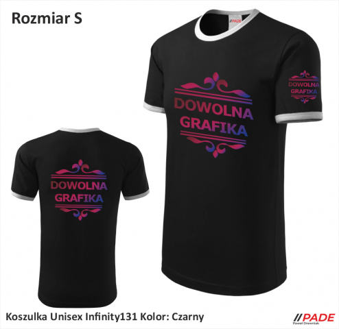 Infinity131 Czarny S PADEjg Koszulkaznadrukiem DTG DTF Termotransfer