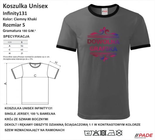 Infinity131 Czarny S PADEdrukarnia Koszulkaznadrukiem DTG DTF Termotransfer